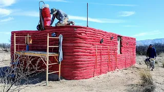 He's Finally Getting Some Help! HYPERADOBE Tiny House Build With 18" Thick Walls!