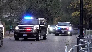 Donald Trump motorcade arrives in London