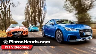 Audi TT RS v Porsche 718 Cayman S v Jaguar F-Type Coupe S| PH videoblog | PistonHeads