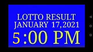 LOTTO RESULT TODAY 5PM JANUARY 17 2021