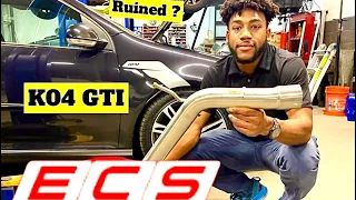 ECS Tuning Resonator delete + down pipe (install,pov,flyby,sound) k04 mk5 GTI