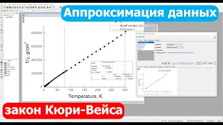 Аппроксимация данных уравнение закона Кюри-Вейса в Origin