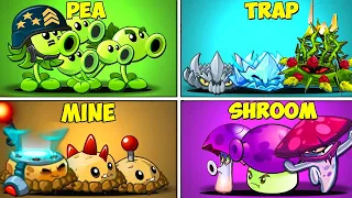 PEA x TRAP x MINT x MINE x SHROOM Batltez - Who Will Win? - Pvz 2 Team Plant vs Team Plant