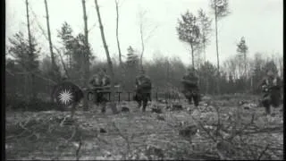 Polish troops fire artillery and rifles on a battlefield in the European Theater ...HD Stock Footage