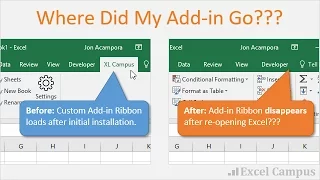 How To Fix The Disappearing Add-in Ribbon Menu Bar In Excel