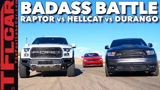 Almost Lost It! Raptor vs Durango SRT vs Hellcat Drag Race