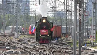 Train of WWII Victory - Steam Locomotive Class P36-0120 arrives at Belorusskaya Railway Station