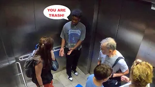 Homeless Woman Harassed In Elevator! (Social Experiment)