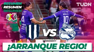 Resumen y goles | Rayadas vs Puebla | Liga Mx Femenil - CL2024 J1 | TUDN