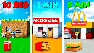 NOOB VS PRO: CONTRUIR UN MCDONALD’S EN 10 SEGUNDOS / 1 MINUTO / 5 MINUTOS EN MINECRAFT!!