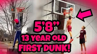 5’8” 13 Year Old’s Journey to Dunking (FIRST 10’ DUNK!)
