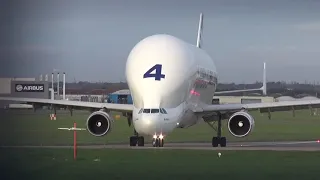 Airbus Beluga takeoff from Chester Hawarden Airport in 2017