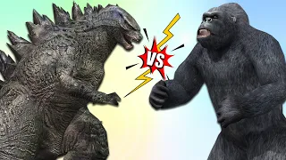 Godzilla vs Kong fight scene || Gorilla cartoon funny video by Mr Lavangam