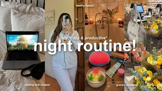 PRODUCTIVE NIGHT ROUTINE!🕯️cozy nights, self care, cooking, motivation &  healthy habits!