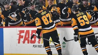 Sidney Crosby reaches 100 points on Jake Guentzel's 40th goal