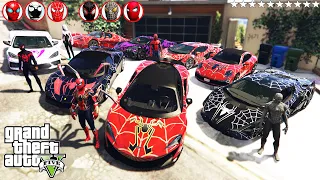 GTA 5 Stealing MULTIVERSE SPIDERMAN'S Luxury Cars With Franklin! (Real Life Cars #59)