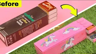 Homemade pencil box waste material box and matchbox#art #diy #artscraft #trending#Vanya gupta Vlogs.