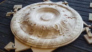 Large carved rosette with CNC. Большая резная розетка на ЧПУ.