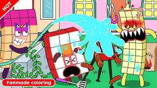 Oh No! Mean Neighbors Are Ruining The Barbecue | Numberblocks Fanmade Coloring Story