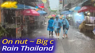4K HDR 🇹🇭Thailand Rain Walk - On Nut~Big C Walking Tour in Bangkok, Thailand 10/2022