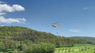 Vario Helicopter 50th anniversary celebration. 1/4 scale Lama Bambi bucket water drops