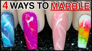 4 WAYS TO MARBLE WITH GEL POLISH | Nail Update | Nails by Kamin