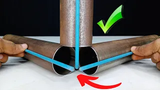 very few people know, the secret of the welder cuts round pipe 90 degrees in three directions