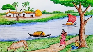 How to draw scenery of Ruposhi Bangla / landscape