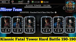 Mirror 🪞team Gameplay | Klassic Fatal Tower Hard Battle 190-199 Fight + Reward | MK Mobile