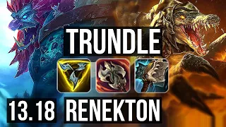 TRUNDLE vs RENEKTON (TOP) | 71% winrate, Rank 9 Trundle, Godlike | TR Master | 13.18