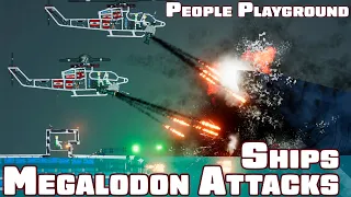 Helicopters and Ships Attacks Megalodon in People Playground