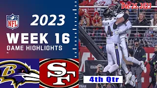 Ravens vs 49ers 4th-Final Week 16 FULL GAME 12/25/23 | NFL Highlights Today