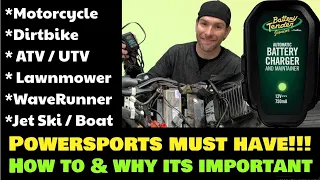 How to use Battery tender Junior Powersports Deltran Motorcycle Battery Charger & Maintainer Review
