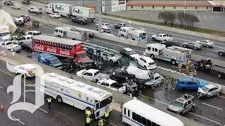 Fort Worth officials speak about the tragic 133-car pileup on icy Interstate 35W