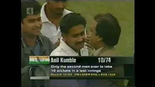 ANIL KUMBLE 10-74 INDIA v PAKISTAN 2nd TEST MATCH DAY 4 DELHI FEBRUARY 7 1999