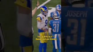 Matthew Stafford to Lions safety Kerby Joseph after Tyler Higbee's injury 😳