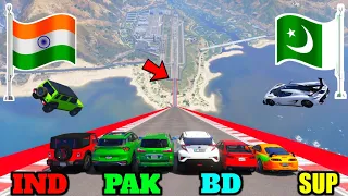 GTA 5 INDIA VS PAKISTAN VS BANGLADESH VS SUPER CARS LONG JUMPING CHALLENGE | Gta 5 Gameplay