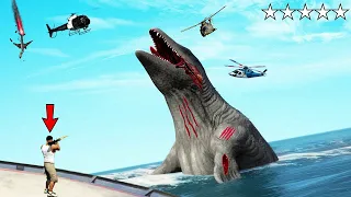Scary Sea Monster vs FRANKLIN Attack AND Destroys LOS SANTOS In GTA 5 - EPIC BATTLE
