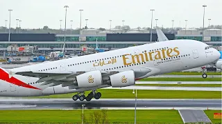 PlaneSpotting In Wet Conditions at Schiphol - 25 Mins Of Pure Aviation - 30 Landings and Takeoffs