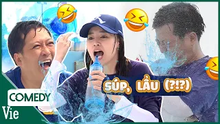 Trường Giang cười điên Lan Ngọc líu lưỡi nói tiếng Hàn, bị vòi rồng hành lên hành xuống sặc nước