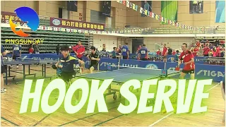 tricky "hook serve" in table tennis