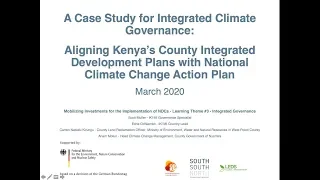 Mobilising Investment for NDC Implementation: A Case Study for Integrated Climate Governance