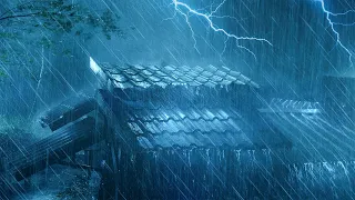 Defeat Insomnia to Sleep Instantly with Powerful Rain on Old Roof, Intense Thunder & Storm Wind