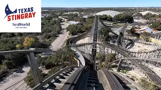 [4K] POV Texas Stingray SeaWorld San Antonio - Tallest Fastest Longest Wooden Rollercoaster in Texas