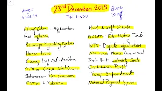 23rd December, 2019 | The Hindu News Paper | Brief