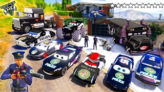 GTA 5 - Stealing Disney MCQUEEN POLICE VEHICLES  with Franklin! (Real Life Cars #65)