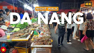 [4K] Da Nang Night Walk, Vietnam - Son Tra Night Market & Love Bridge Walking Tour