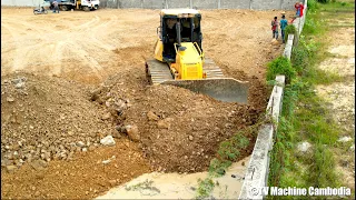 EP10 Recent Updates Processing 65% Filling Land In Fence By Dozer Spreading Stone Into Water