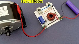 DC 3.7V to 1500W // High Power DC Boost 1500W DC  Motor Run With 3V Battery, Simple & Powerful