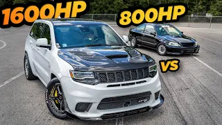 1600HP Jeep Trackhawk VS 800HP AWD Honda Civic! (5000LB vs 2500LB)